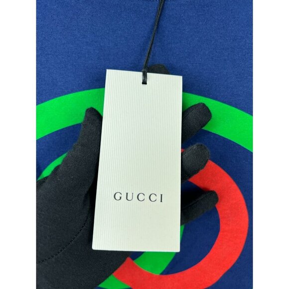 NWT Gucci Oversized Cotton Oval Interlocking GG Logo Blue T-Shirt SIze M - Picture 13 of 16